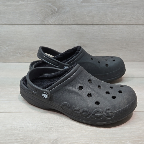 Crocs Women Dual Comfort Black Insulated Line Clogs Shoes Sz 10 - Picture 1 of 11